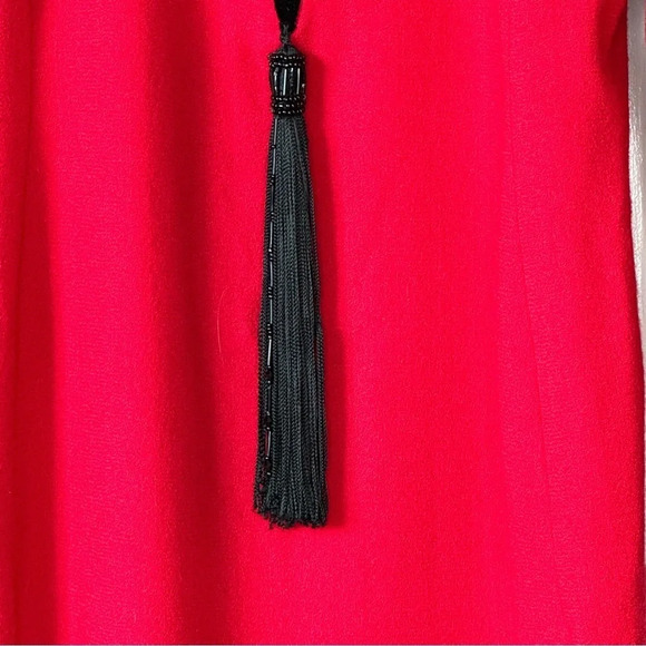 Vintage Carolina Herrera Saks Fifth Ave Red and black dress with tassle Dynasty - Picture 5 of 12
